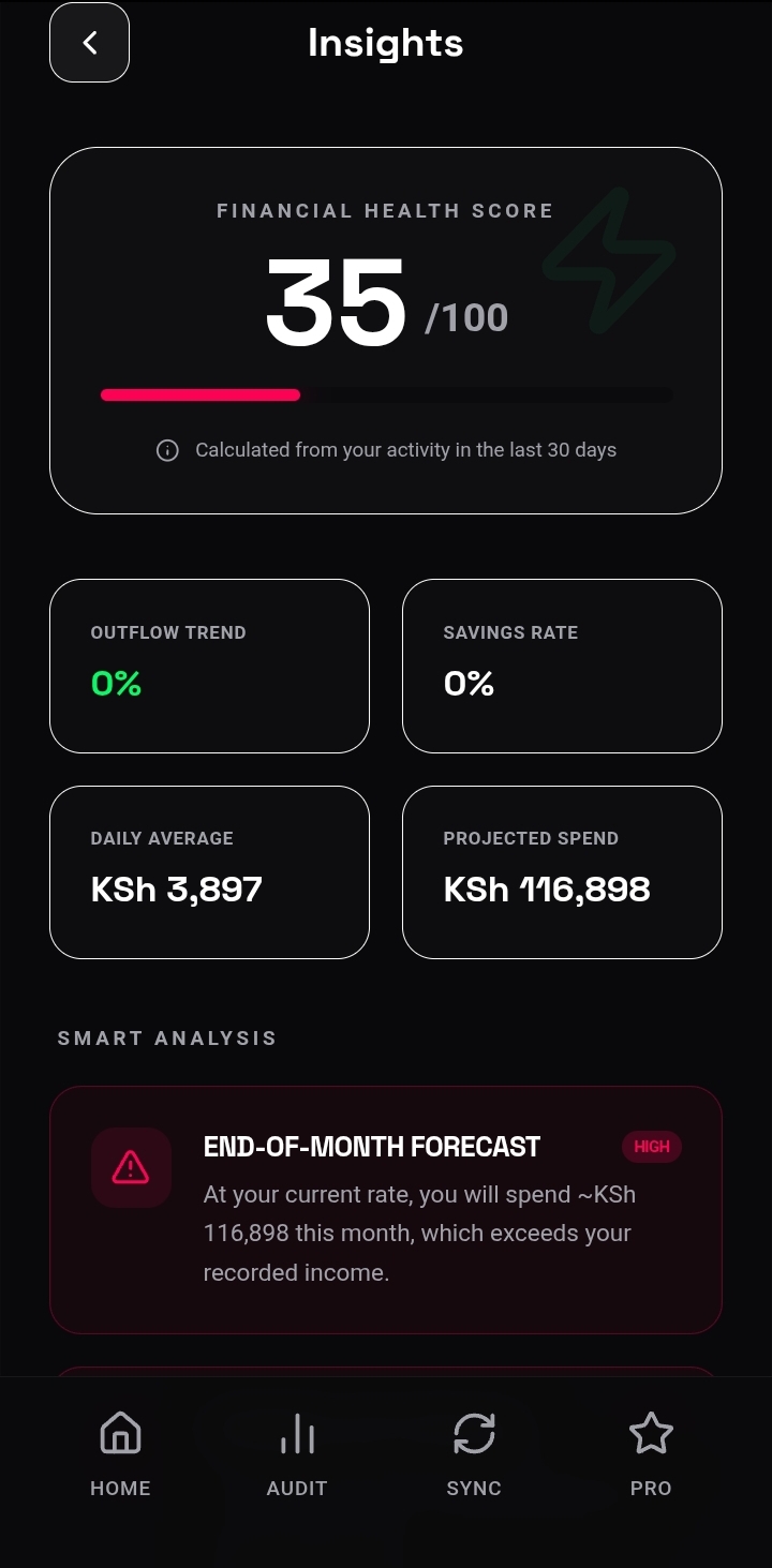Neon account screen