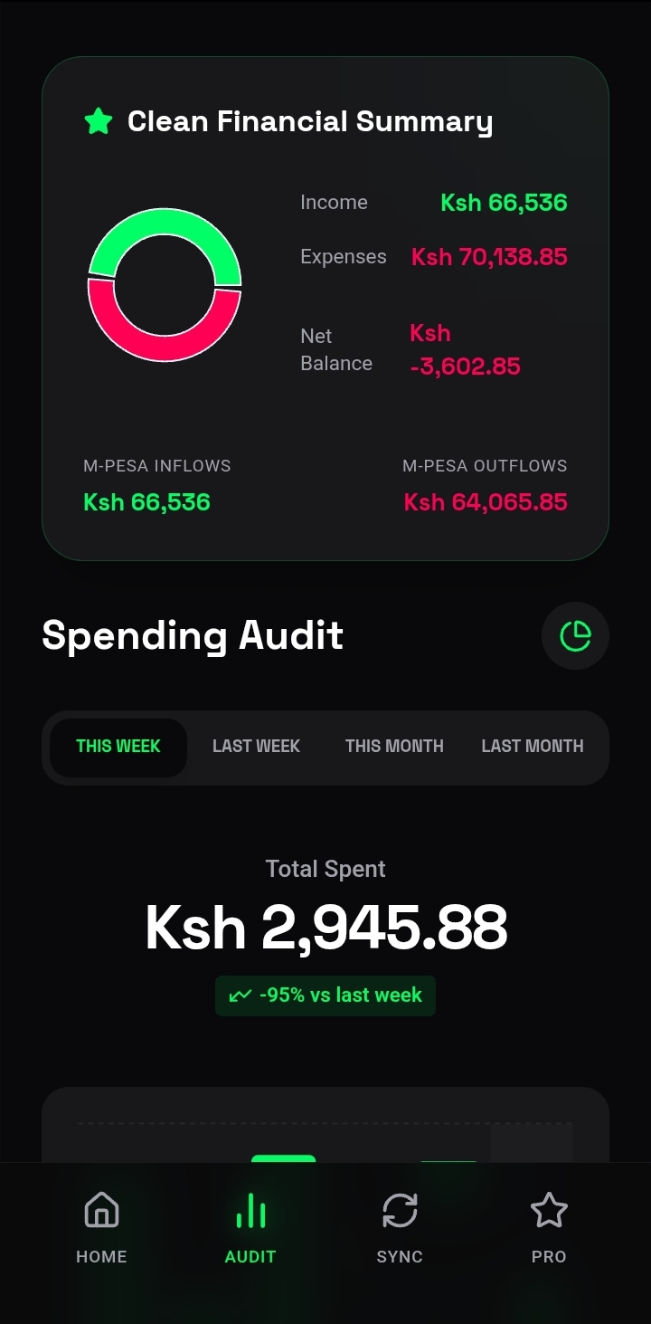 Neon spending audit screen