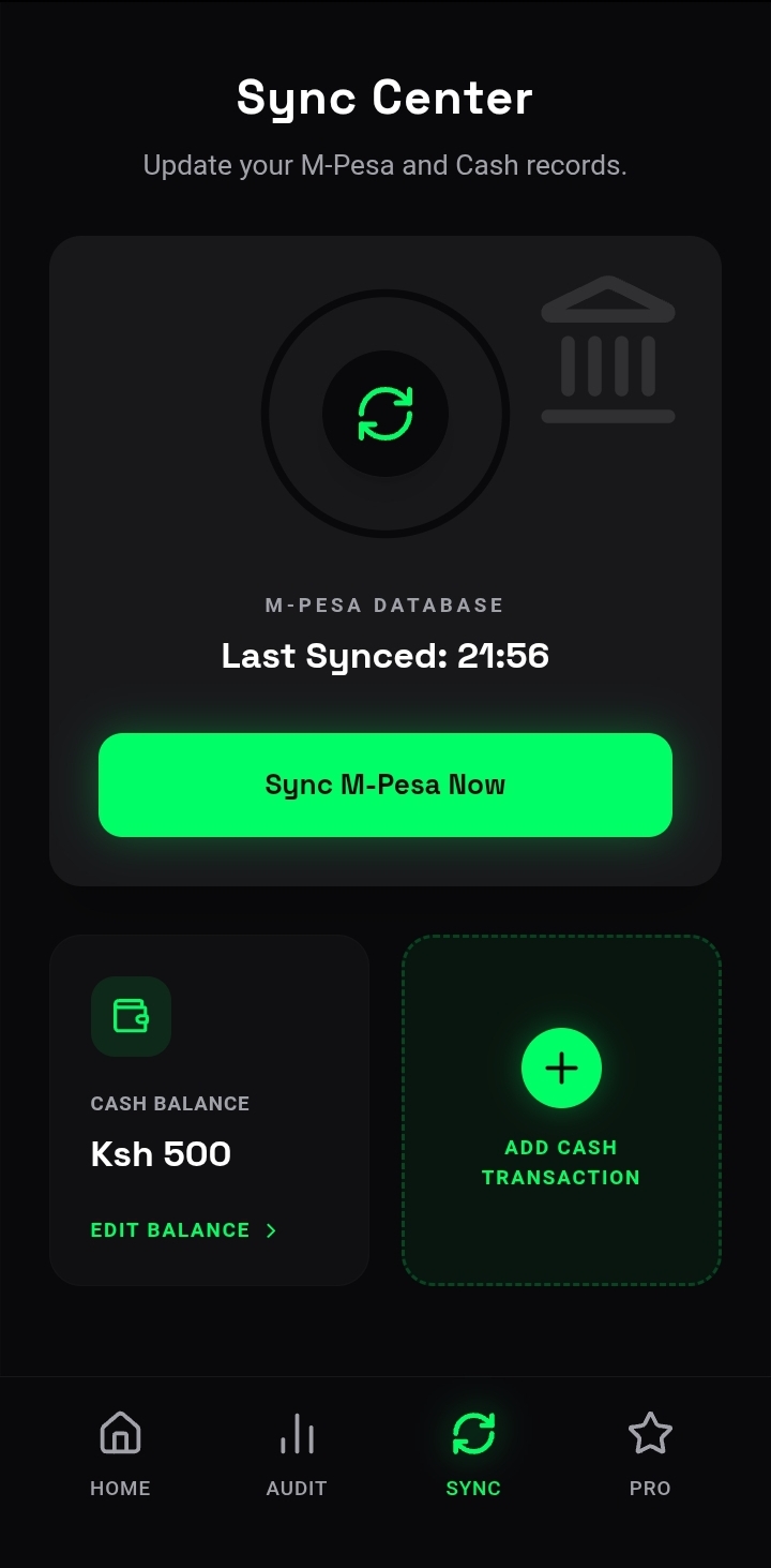 Neon sync center screen